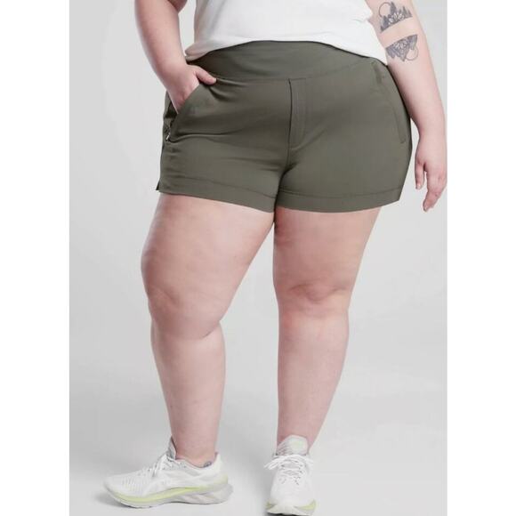 ATHLETA NWT Trekkie North Shorts Size 20 Mountain Olive Green Plus Sized Active - Picture 3 of 14